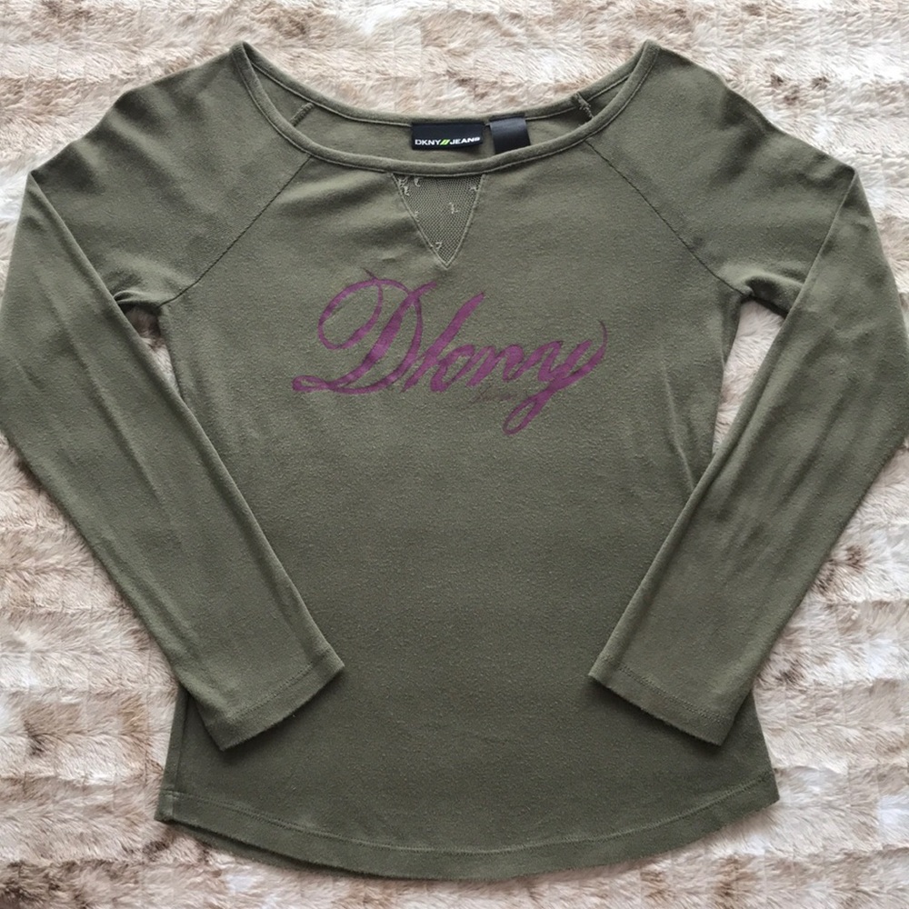 DKNY JEANS Olive Green Tee Shirt 👚 Size S.🌸💕🌸